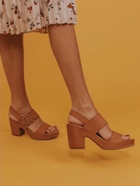 Kork-Ease San Carlos Heeled Platform Leather Slingback Sandal Sz 7 Comfort Retro